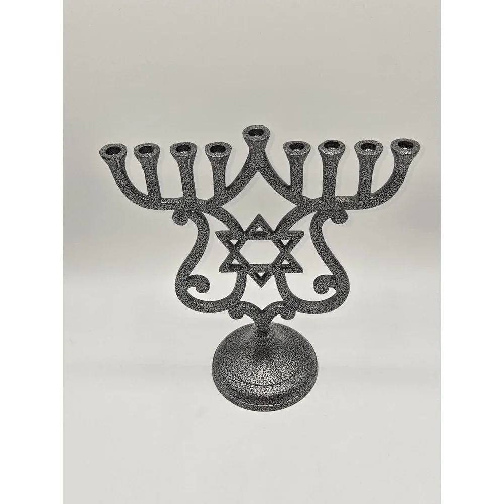 Vintage Metal Menorah Star of David‎ 9 Candle Candelabra Judaica Decor
